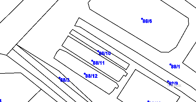 Parcela st. 88/10 v KÚ Staré Hory, Katastrální mapa