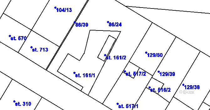Parcela st. 161/2 v KÚ Bedřichov u Jihlavy, Katastrální mapa
