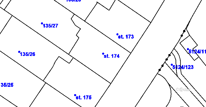 Parcela st. 174 v KÚ Bedřichov u Jihlavy, Katastrální mapa