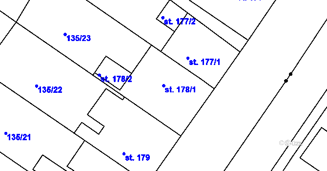 Parcela st. 178/1 v KÚ Bedřichov u Jihlavy, Katastrální mapa