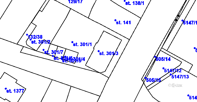 Parcela st. 301/3 v KÚ Bedřichov u Jihlavy, Katastrální mapa