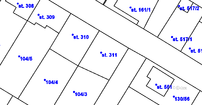 Parcela st. 311 v KÚ Bedřichov u Jihlavy, Katastrální mapa