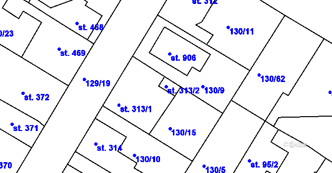 Parcela st. 313/2 v KÚ Bedřichov u Jihlavy, Katastrální mapa