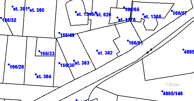 Parcela st. 382 v KÚ Bedřichov u Jihlavy, Katastrální mapa