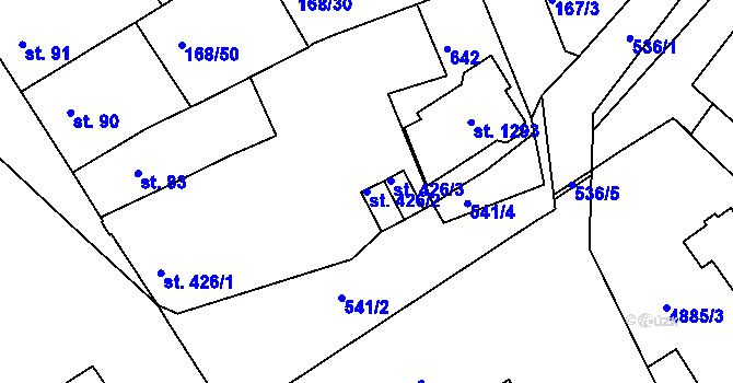 Parcela st. 426/2 v KÚ Bedřichov u Jihlavy, Katastrální mapa
