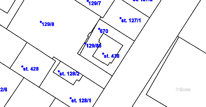 Parcela st. 438 v KÚ Bedřichov u Jihlavy, Katastrální mapa