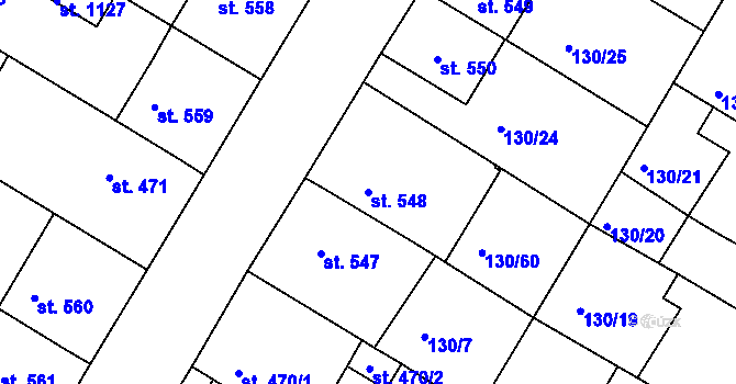 Parcela st. 548 v KÚ Bedřichov u Jihlavy, Katastrální mapa