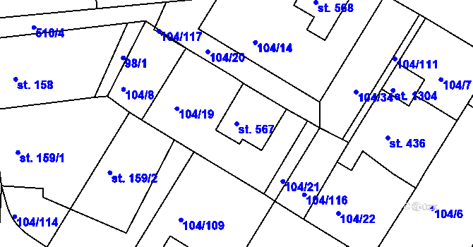 Parcela st. 567 v KÚ Bedřichov u Jihlavy, Katastrální mapa