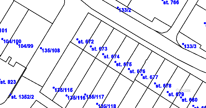 Parcela st. 674 v KÚ Bedřichov u Jihlavy, Katastrální mapa