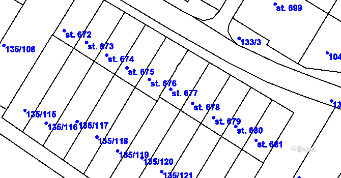 Parcela st. 677 v KÚ Bedřichov u Jihlavy, Katastrální mapa