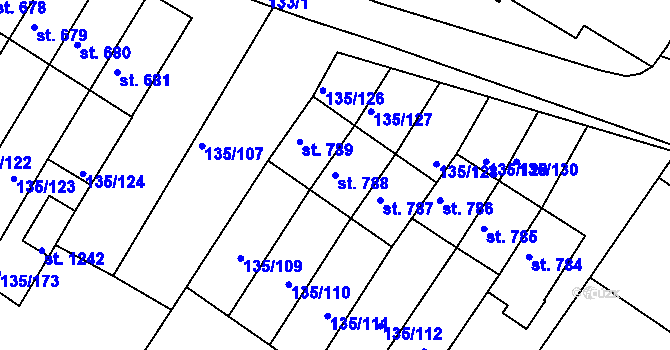 Parcela st. 788 v KÚ Bedřichov u Jihlavy, Katastrální mapa