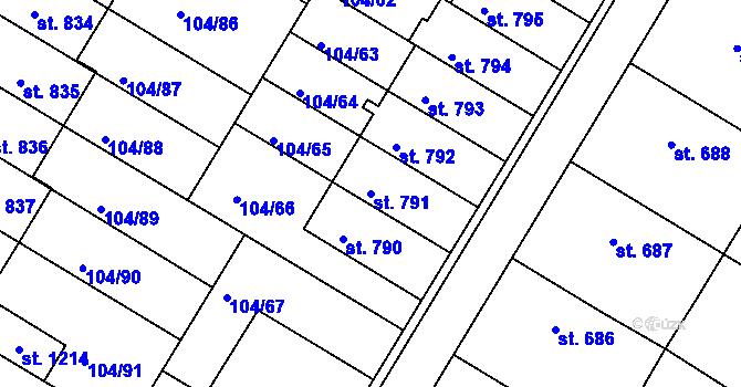 Parcela st. 791 v KÚ Bedřichov u Jihlavy, Katastrální mapa