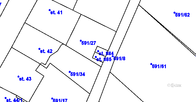 Parcela st. 884 v KÚ Bedřichov u Jihlavy, Katastrální mapa