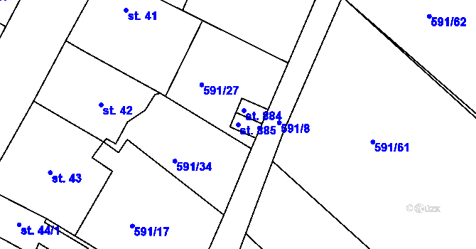 Parcela st. 885 v KÚ Bedřichov u Jihlavy, Katastrální mapa