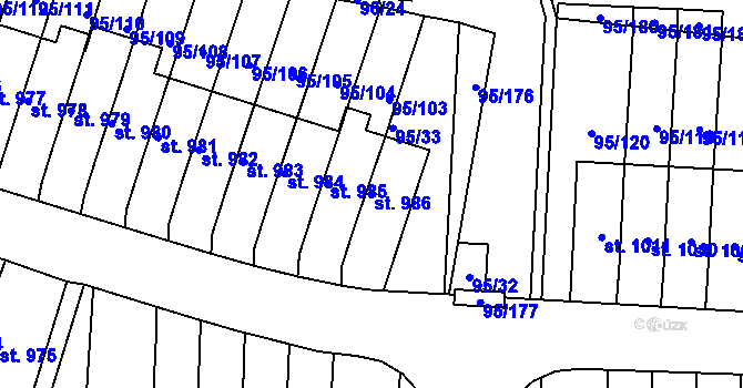 Parcela st. 986 v KÚ Bedřichov u Jihlavy, Katastrální mapa