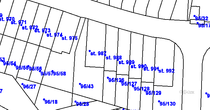 Parcela st. 988 v KÚ Bedřichov u Jihlavy, Katastrální mapa