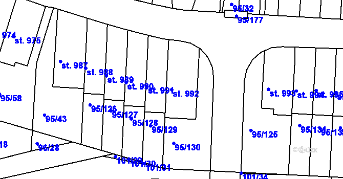 Parcela st. 992 v KÚ Bedřichov u Jihlavy, Katastrální mapa