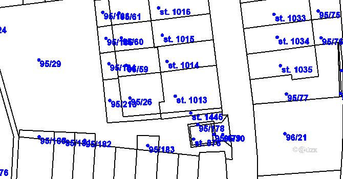 Parcela st. 1013 v KÚ Bedřichov u Jihlavy, Katastrální mapa