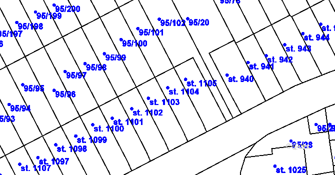 Parcela st. 1104 v KÚ Bedřichov u Jihlavy, Katastrální mapa