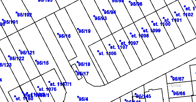 Parcela st. 1106 v KÚ Bedřichov u Jihlavy, Katastrální mapa