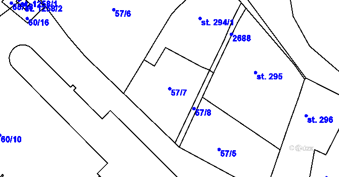 Parcela st. 57/7 v KÚ Bedřichov u Jihlavy, Katastrální mapa