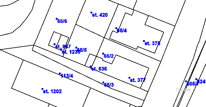 Parcela st. 65/2 v KÚ Bedřichov u Jihlavy, Katastrální mapa