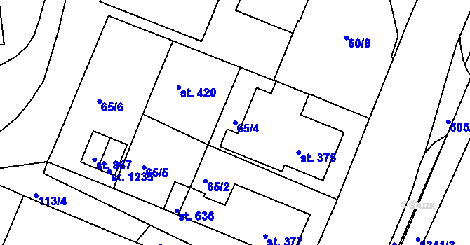 Parcela st. 65/4 v KÚ Bedřichov u Jihlavy, Katastrální mapa