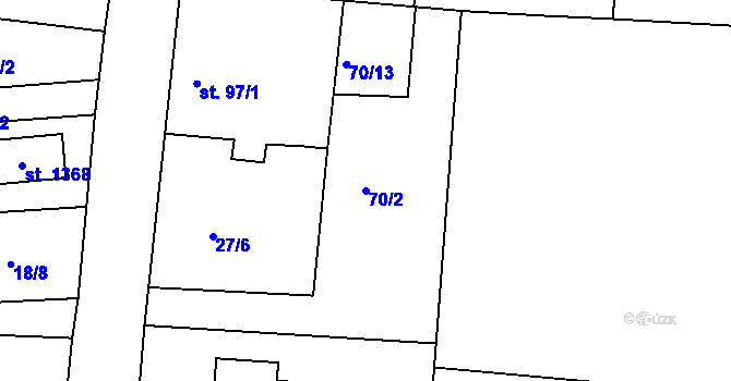 Parcela st. 70/2 v KÚ Bedřichov u Jihlavy, Katastrální mapa