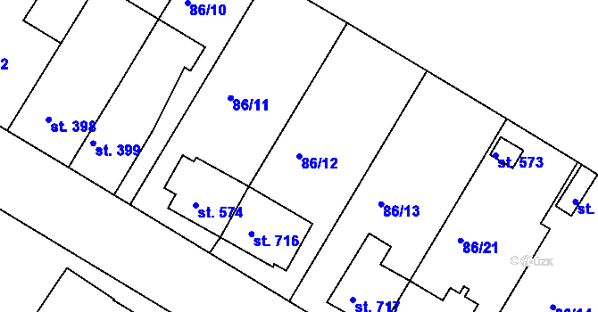 Parcela st. 86/12 v KÚ Bedřichov u Jihlavy, Katastrální mapa