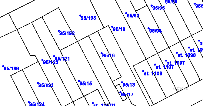 Parcela st. 95/16 v KÚ Bedřichov u Jihlavy, Katastrální mapa