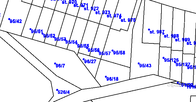 Parcela st. 95/57 v KÚ Bedřichov u Jihlavy, Katastrální mapa
