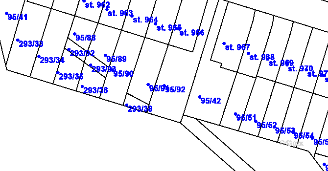 Parcela st. 95/92 v KÚ Bedřichov u Jihlavy, Katastrální mapa