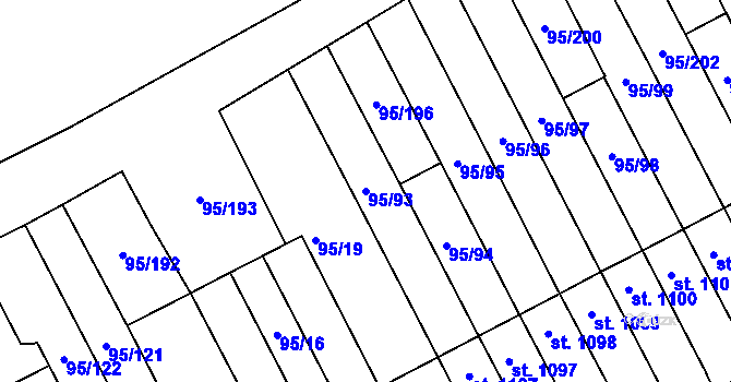 Parcela st. 95/93 v KÚ Bedřichov u Jihlavy, Katastrální mapa