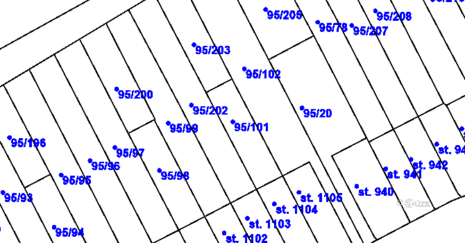 Parcela st. 95/101 v KÚ Bedřichov u Jihlavy, Katastrální mapa