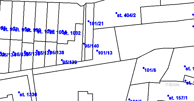 Parcela st. 101/13 v KÚ Bedřichov u Jihlavy, Katastrální mapa