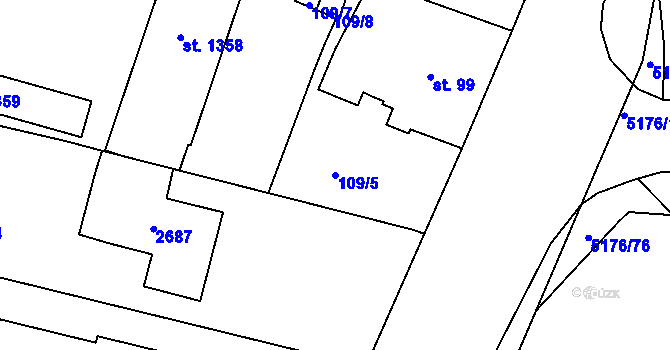 Parcela st. 109/5 v KÚ Bedřichov u Jihlavy, Katastrální mapa