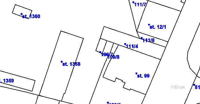 Parcela st. 109/7 v KÚ Bedřichov u Jihlavy, Katastrální mapa