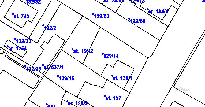 Parcela st. 129/14 v KÚ Bedřichov u Jihlavy, Katastrální mapa