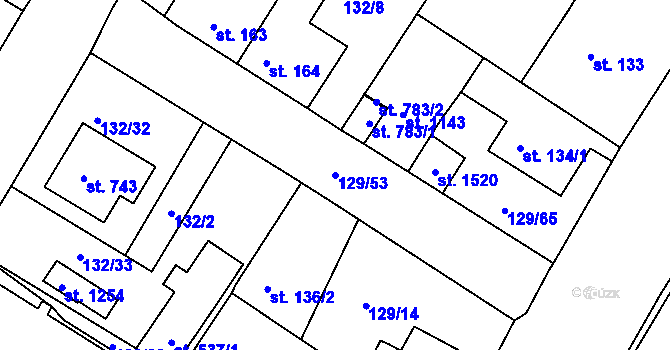 Parcela st. 129/53 v KÚ Bedřichov u Jihlavy, Katastrální mapa