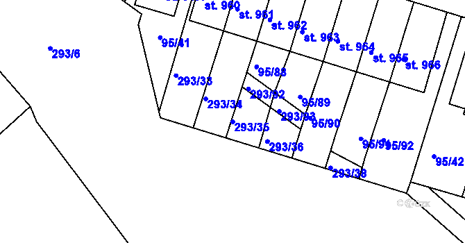 Parcela st. 293/35 v KÚ Bedřichov u Jihlavy, Katastrální mapa