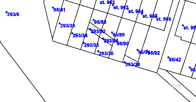 Parcela st. 293/36 v KÚ Bedřichov u Jihlavy, Katastrální mapa