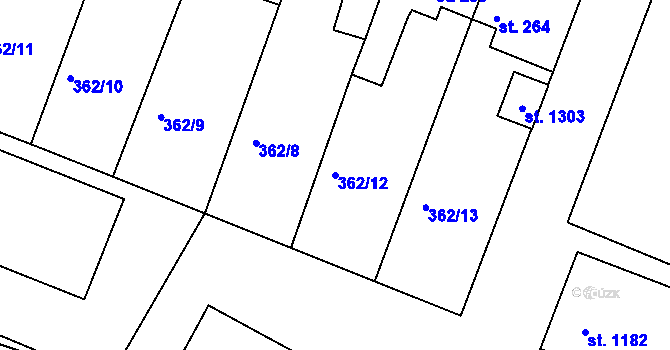 Parcela st. 362/12 v KÚ Bedřichov u Jihlavy, Katastrální mapa