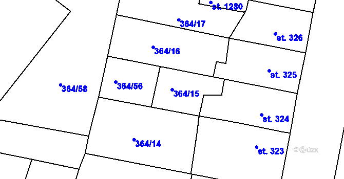 Parcela st. 364/15 v KÚ Bedřichov u Jihlavy, Katastrální mapa