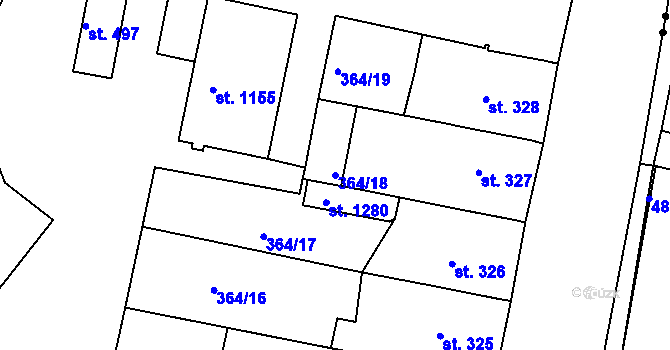 Parcela st. 364/18 v KÚ Bedřichov u Jihlavy, Katastrální mapa