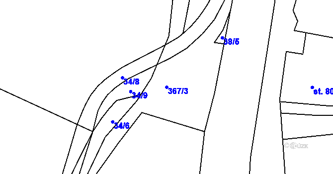 Parcela st. 367/3 v KÚ Bedřichov u Jihlavy, Katastrální mapa