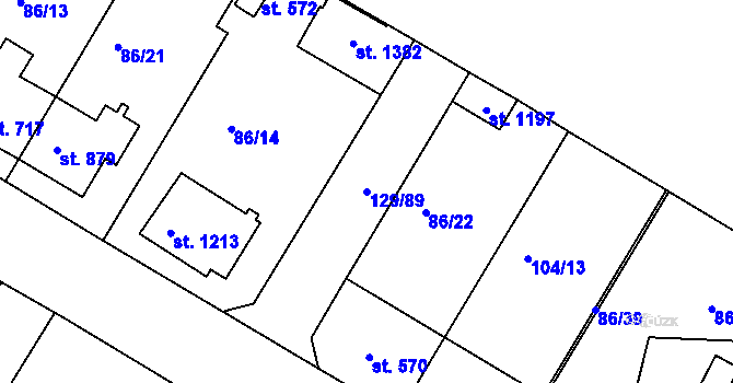 Parcela st. 129/89 v KÚ Bedřichov u Jihlavy, Katastrální mapa