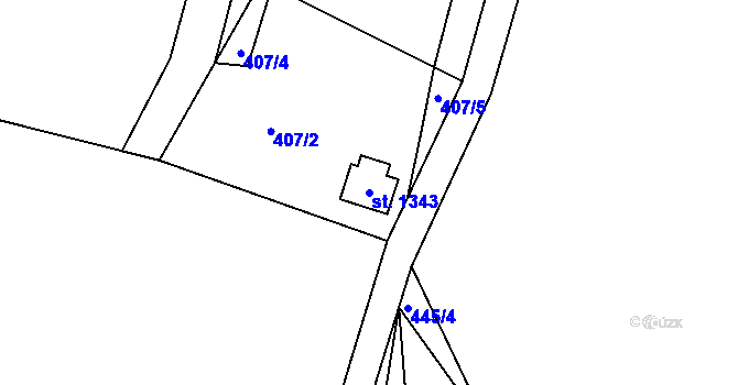 Parcela st. 1343 v KÚ Bedřichov u Jihlavy, Katastrální mapa