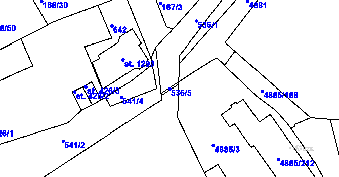Parcela st. 536/5 v KÚ Bedřichov u Jihlavy, Katastrální mapa
