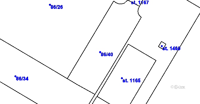 Parcela st. 86/40 v KÚ Bedřichov u Jihlavy, Katastrální mapa