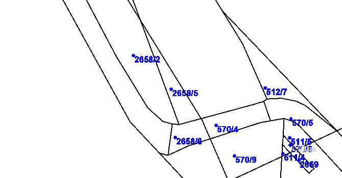 Parcela st. 2658/5 v KÚ Bedřichov u Jihlavy, Katastrální mapa